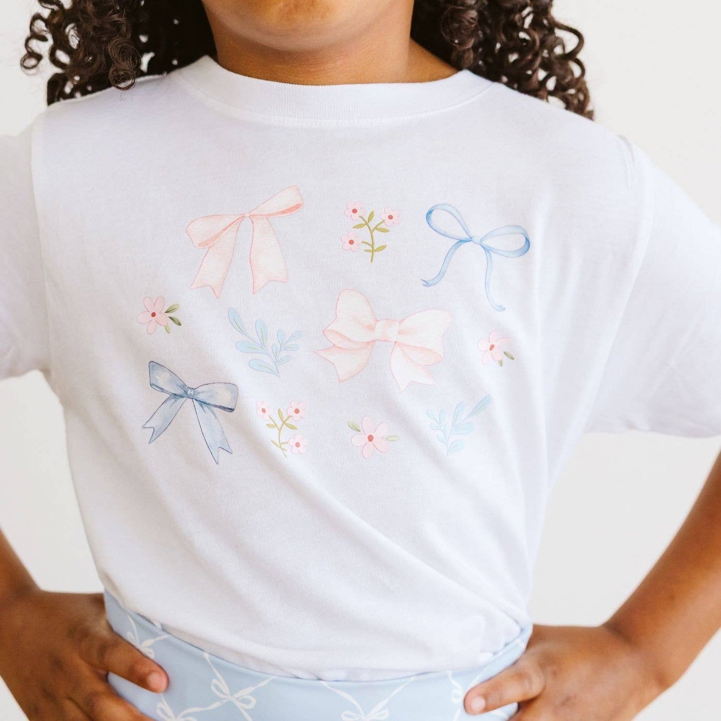 Floral & Bow Watercolor Short Sleeve T-Shirt