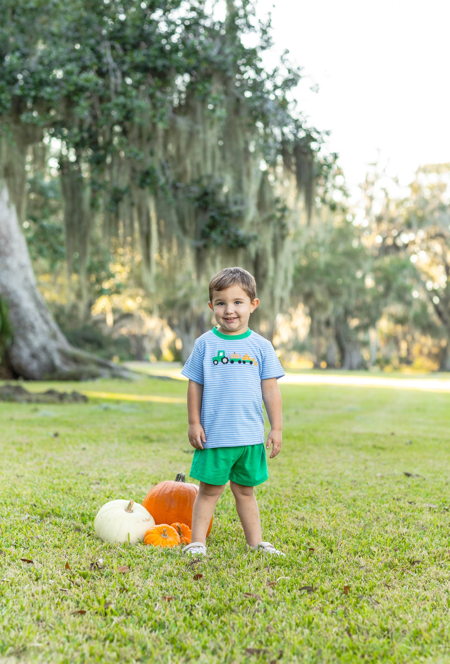 Tractor Trail Pumpkin Shortset