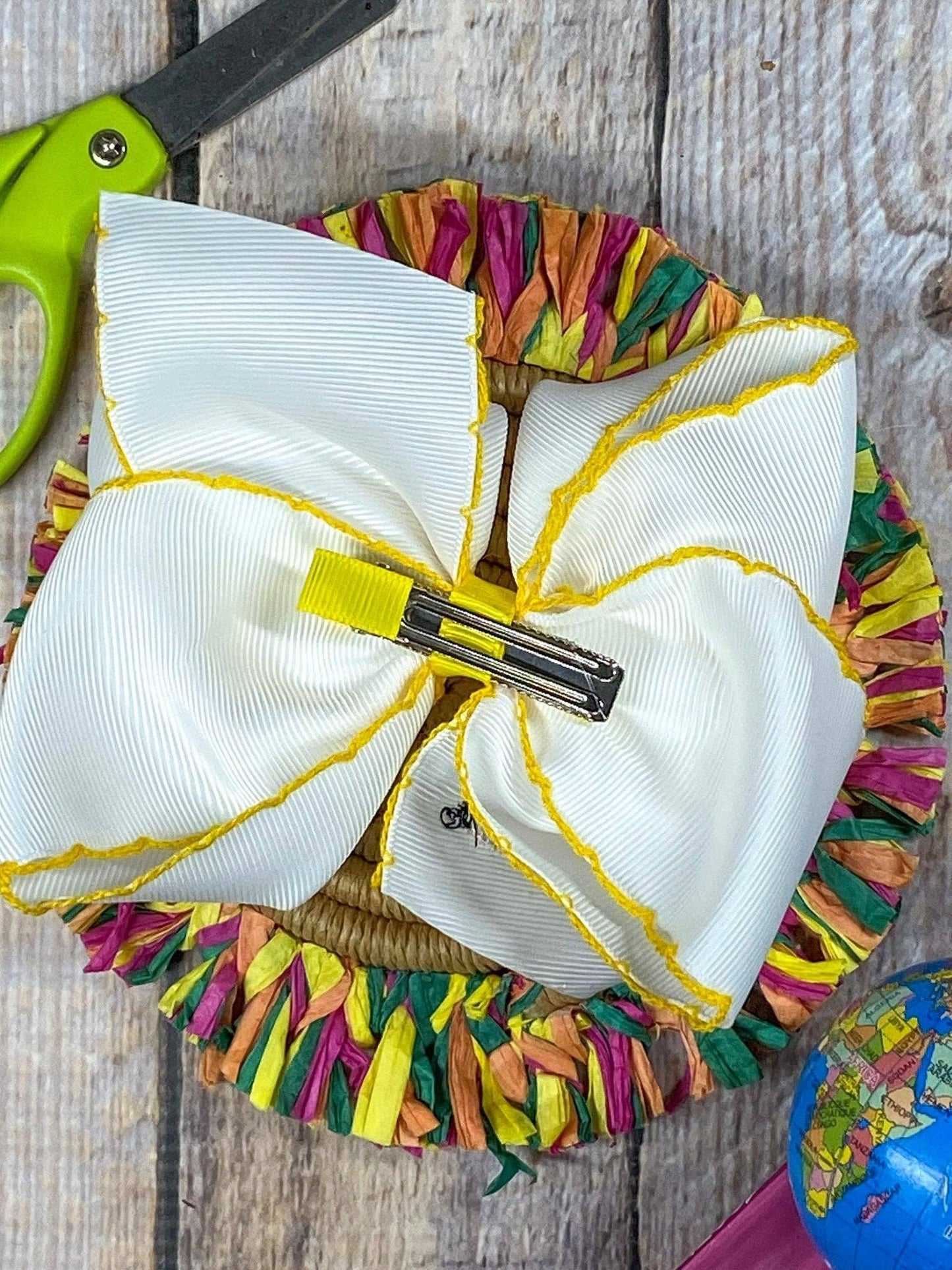 Pencil Embroidered Moonstitch Hair Bow