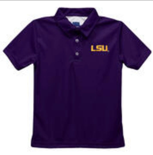 LSU Embroidered Purple Polo