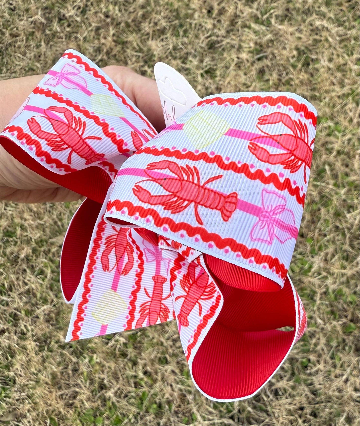 Crawfish Boil Doodle Printed Hair Bow
