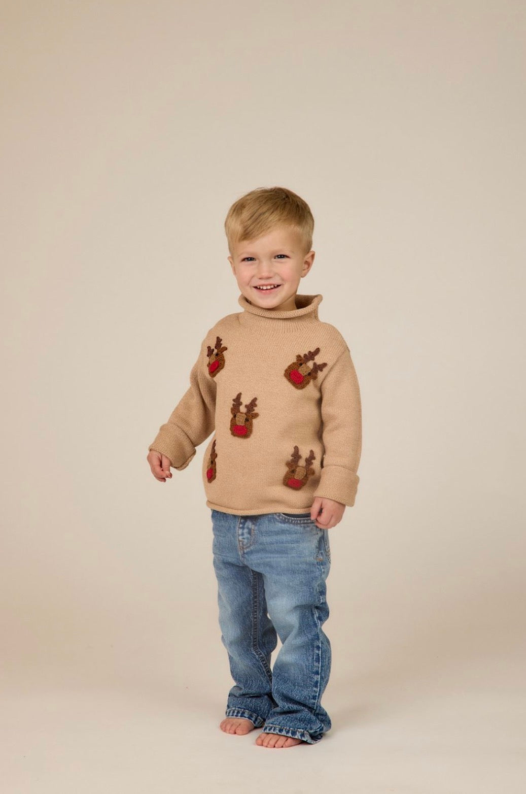 Scattered Reindeer Rollneck Sweater