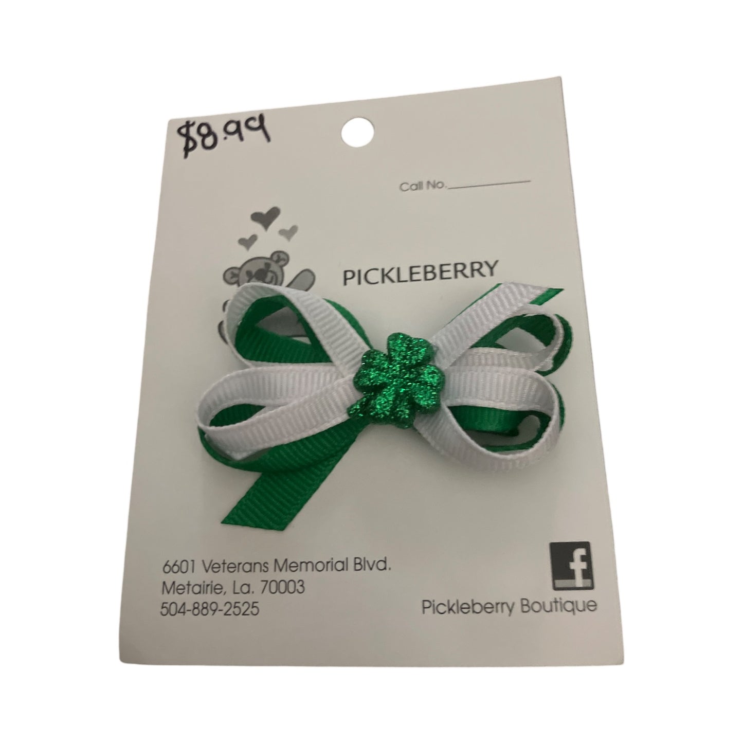 Glitter shamrock bow
