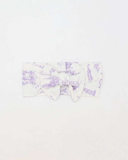 Lavender Nola Toile Bamboo Bow Headband