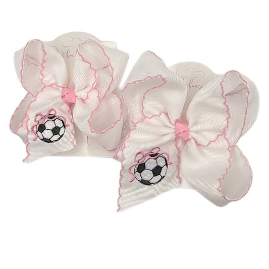 Soccer Embroidered Hair Bow