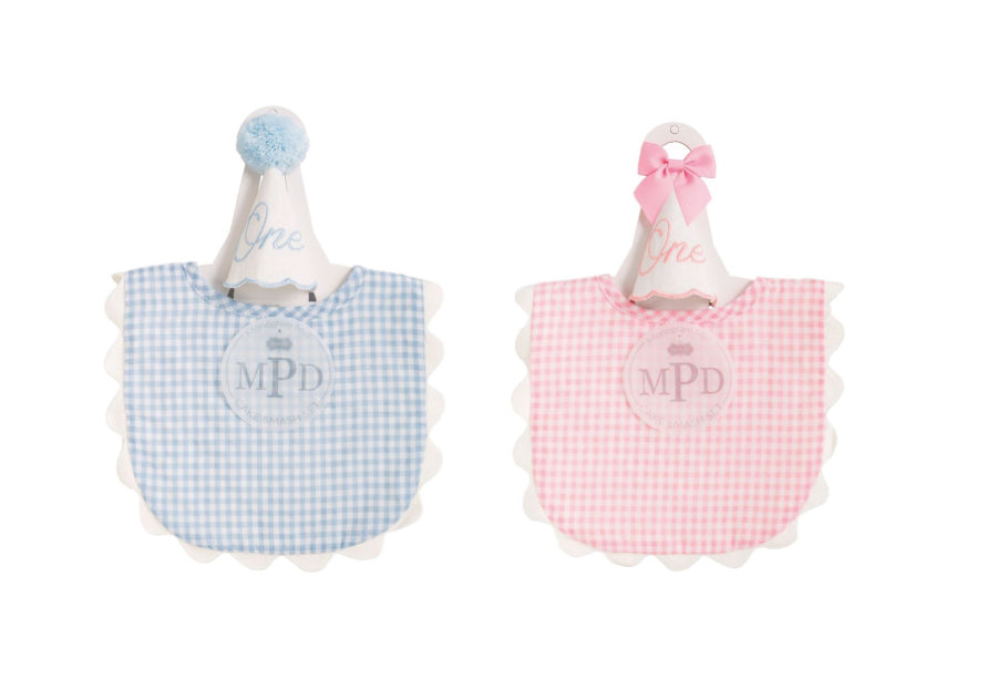 Gingham Cake Smasher Bib & Birthday Hat Sets