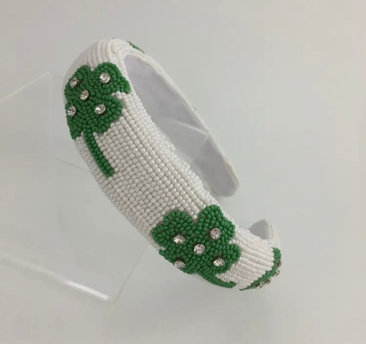 Beaded shamrock headband