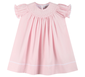 Pink and White Smocked Bishop Dress