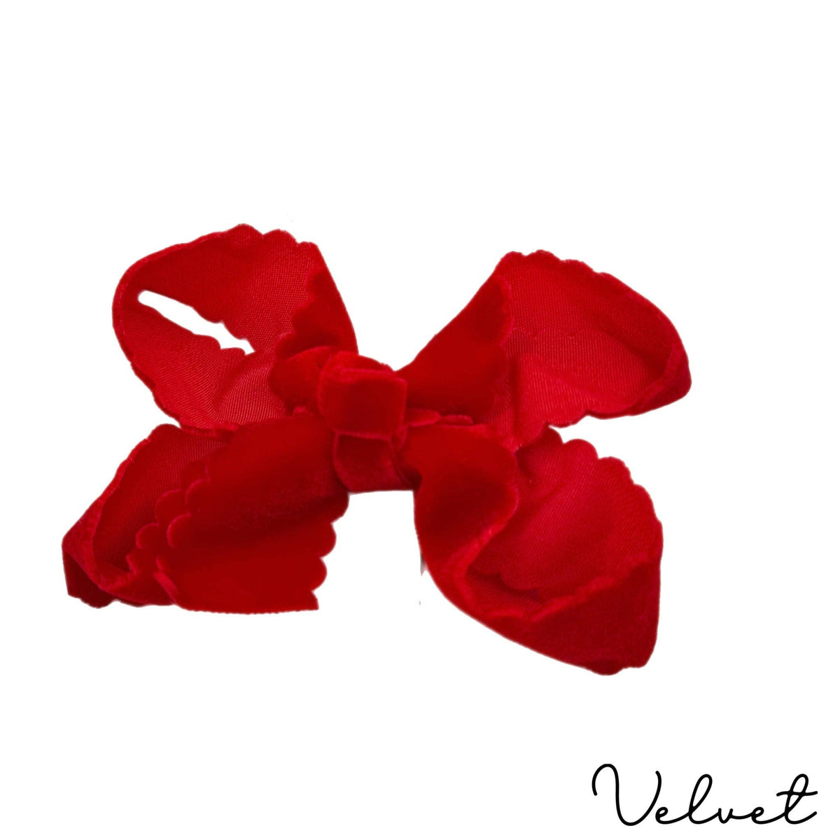 Holly Red Velvet Scallop Bows
