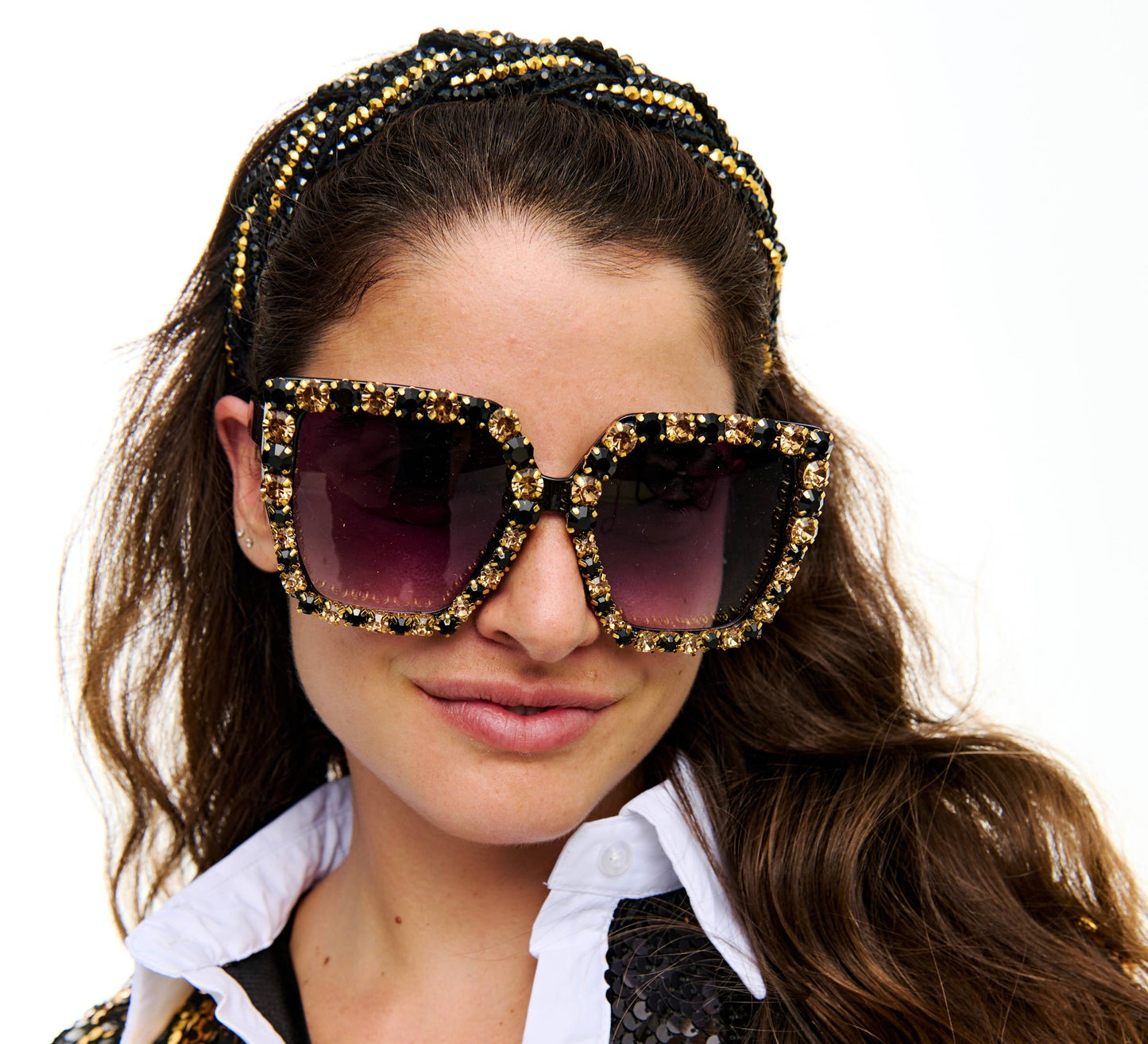 Black and Gold Saints Stone Sunglasses