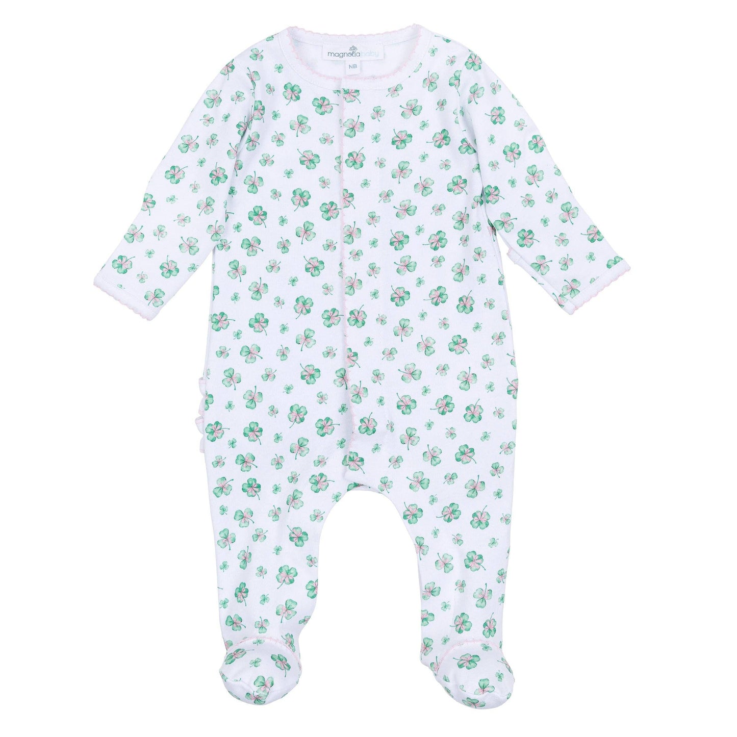 Lucky Little Ones Printed Ruffle Footie -Pink