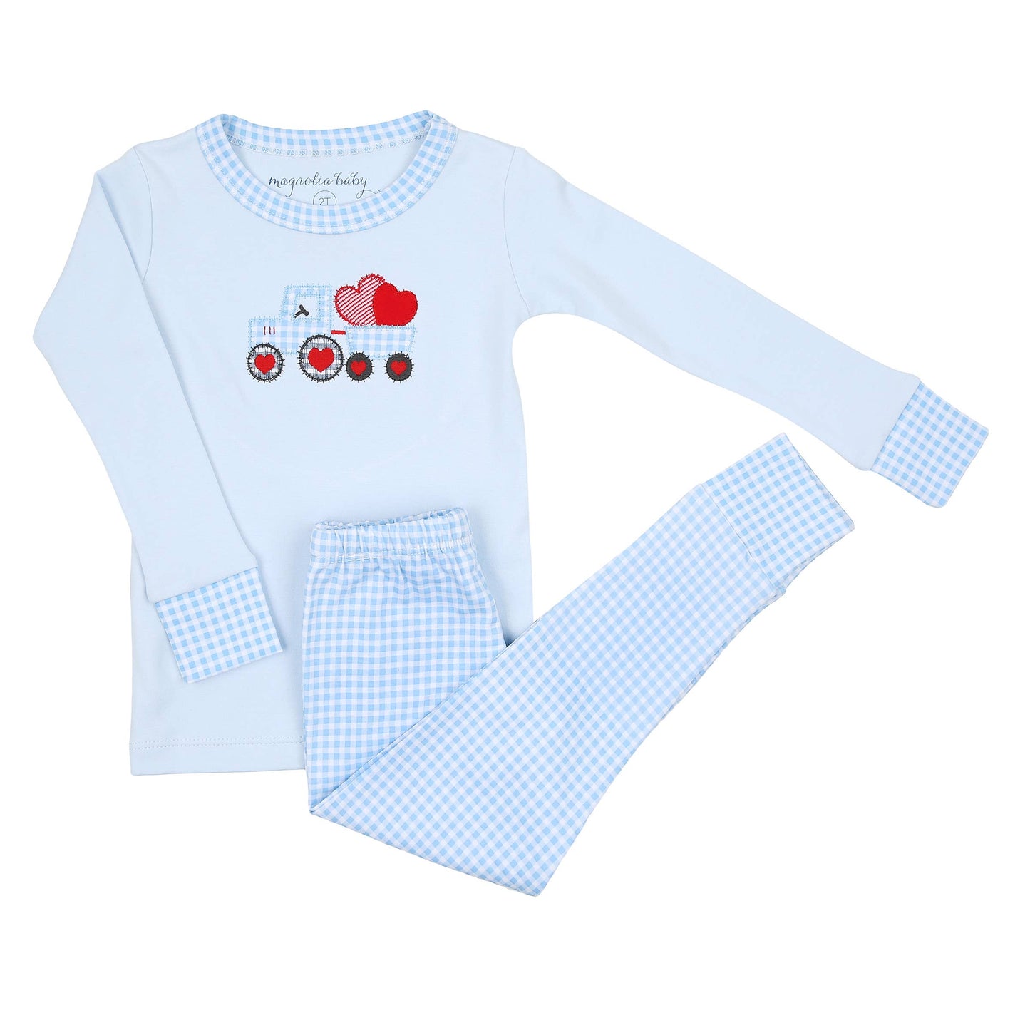 Tractor-Full of Love Applique Long Pima Pajamas