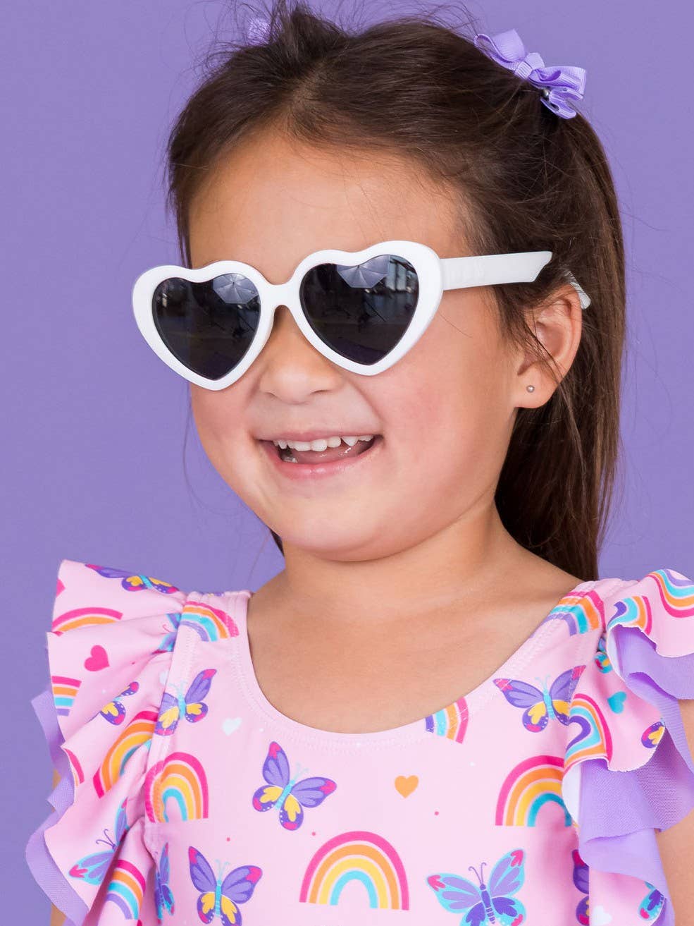 Girls White Heart Shaped Sunglasses: