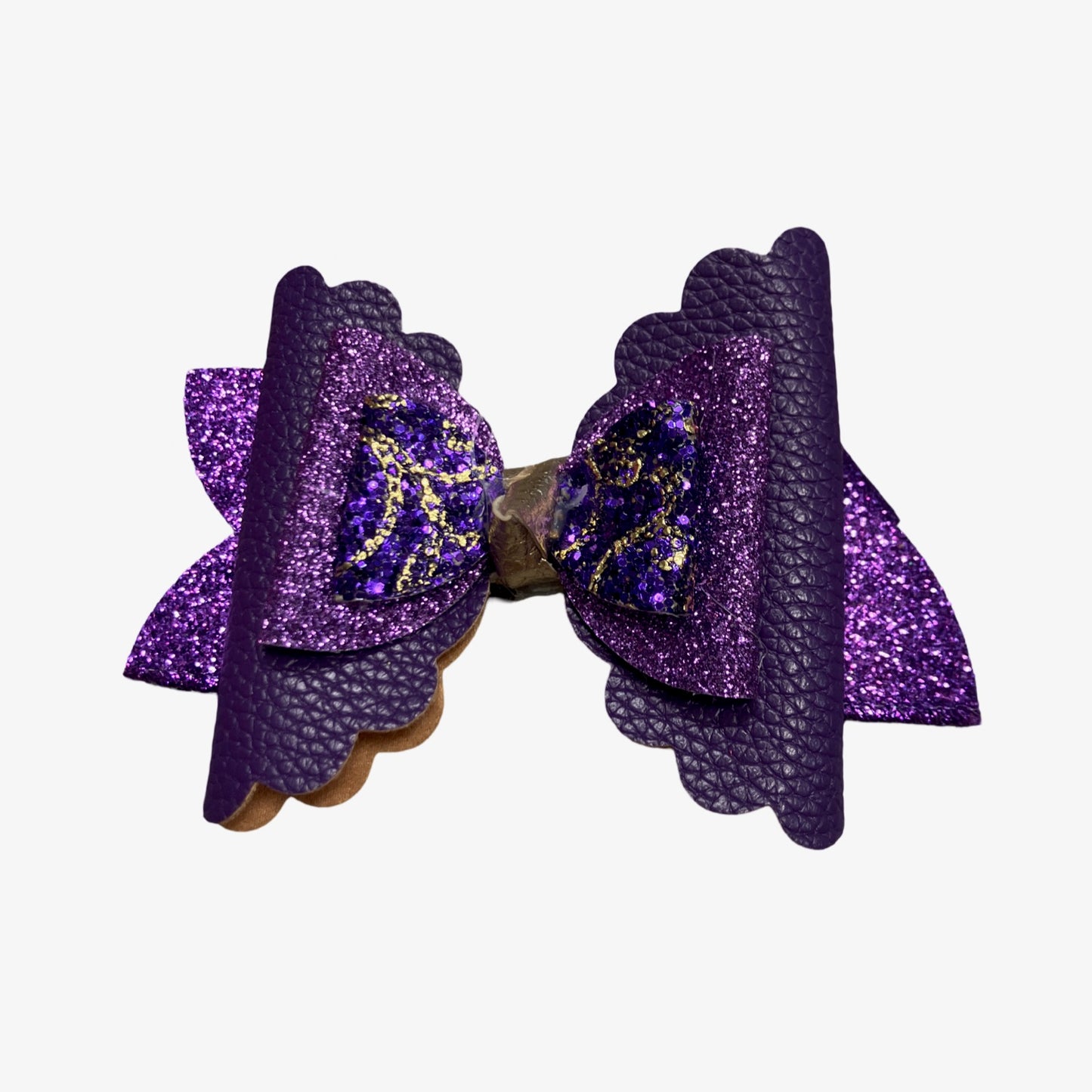 Purple Rain Leather bow Medium