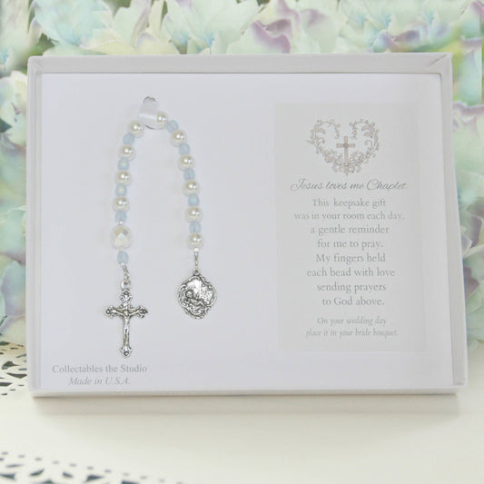 Chaplet Keepsake Jesus loves Me for Baby Boy