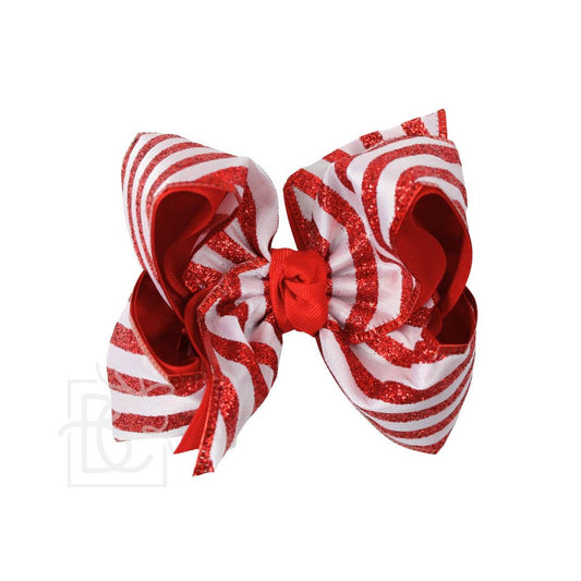 Candy  Cane Glitter Stripe Bow