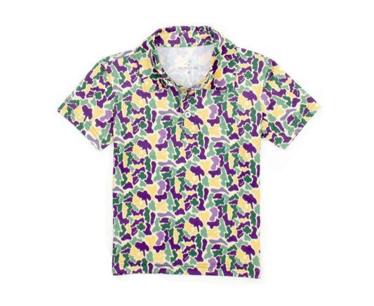 Mardi Gras Camo inlet polo