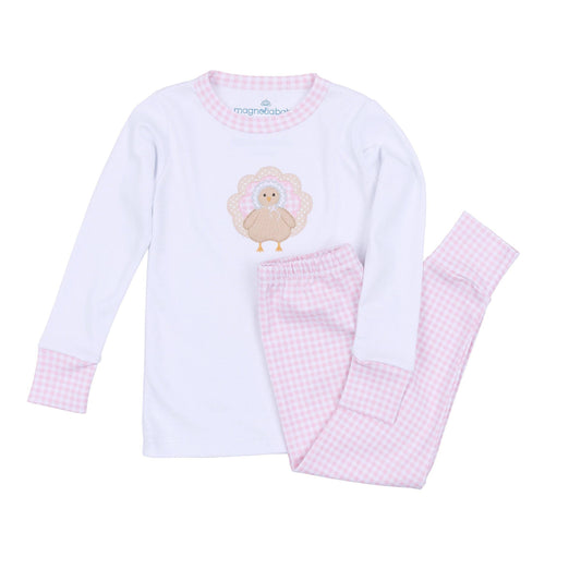 Pilgrim Pals Pink Applique Long Pajamas