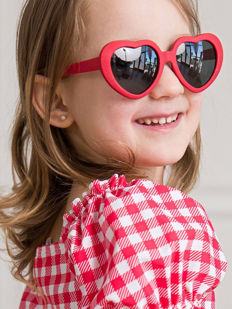 Girls Red Heart Shaped Sunglasses