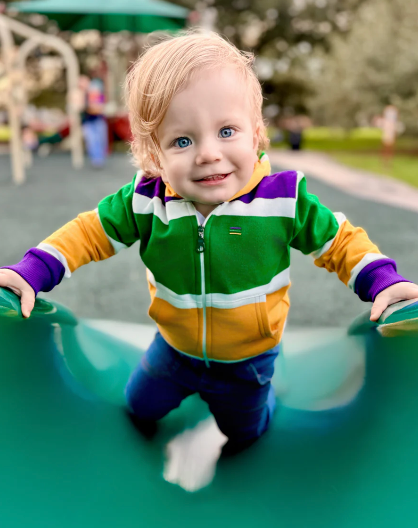 Thick Stripe Rugby  Infant Zip Up Hoodie