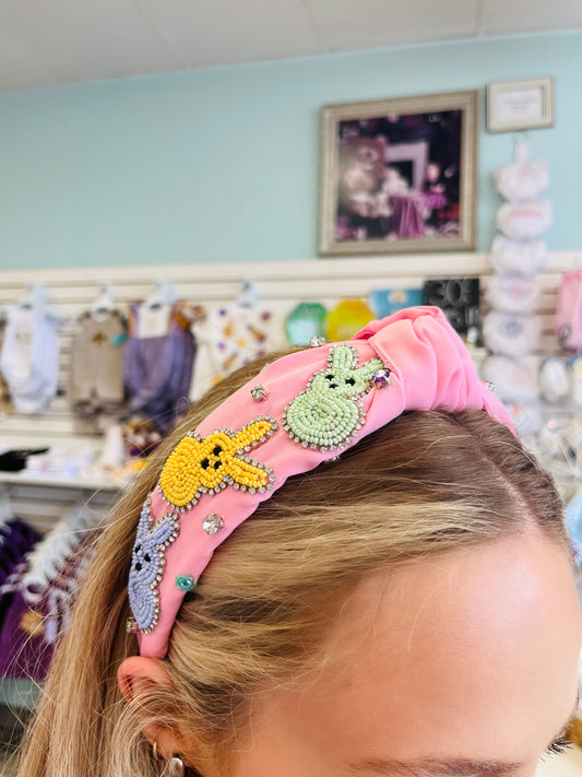 Pink Beaded Easter Headband