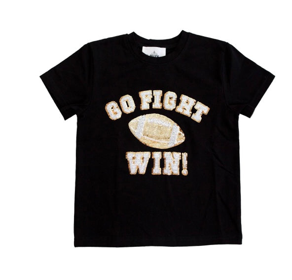 Sequin black and gold go fight win shirt