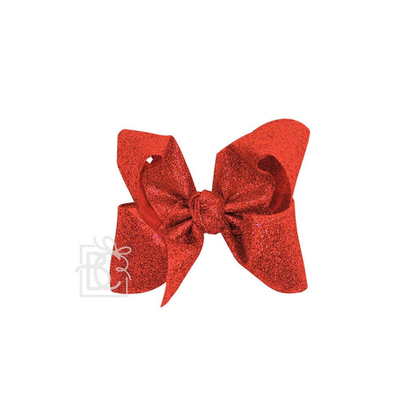 RED GLITTER METALLIC BOW ON CLIP