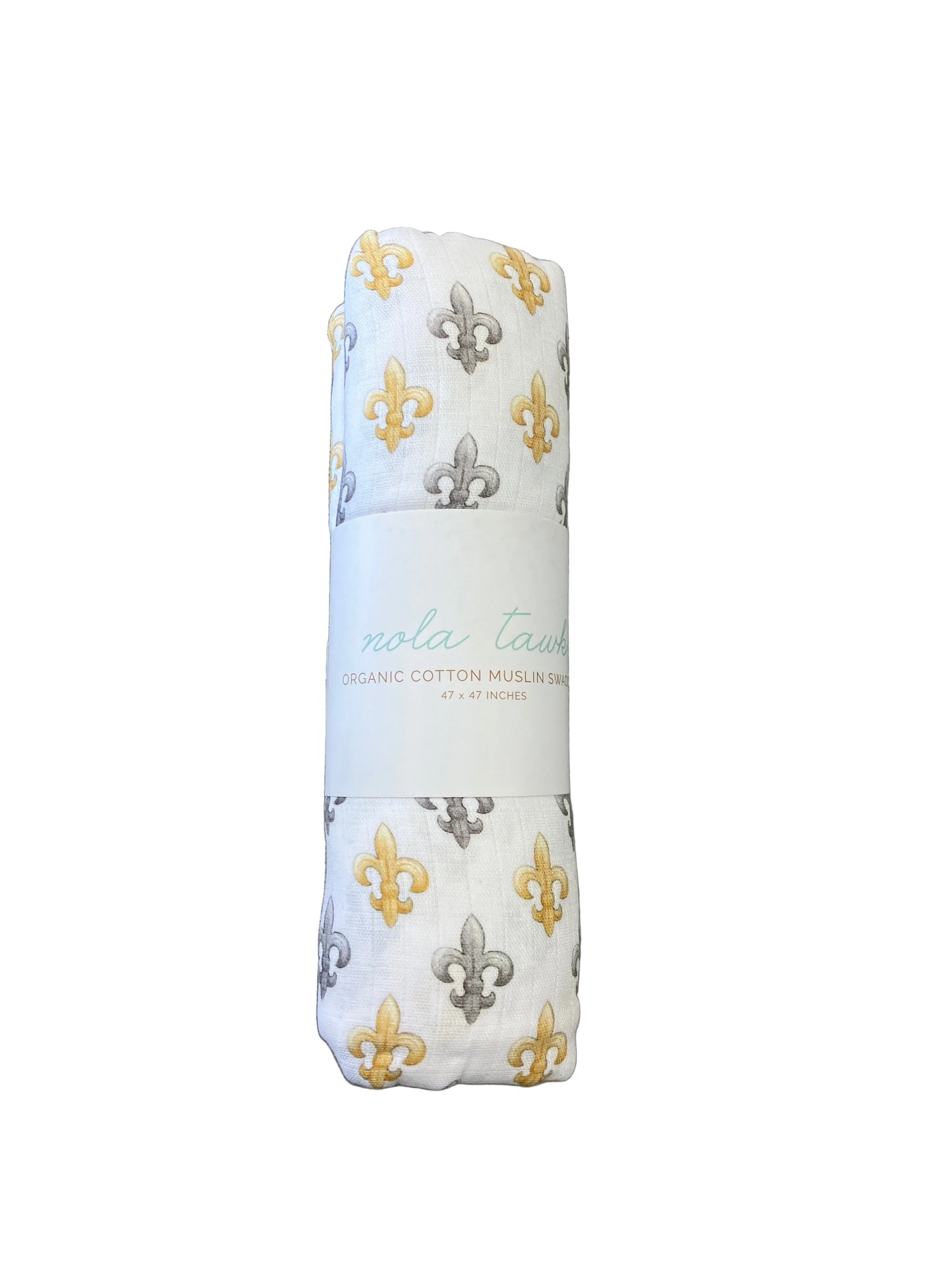 Black and Gold Fleur De Lis Muslin Swaddle Blanket