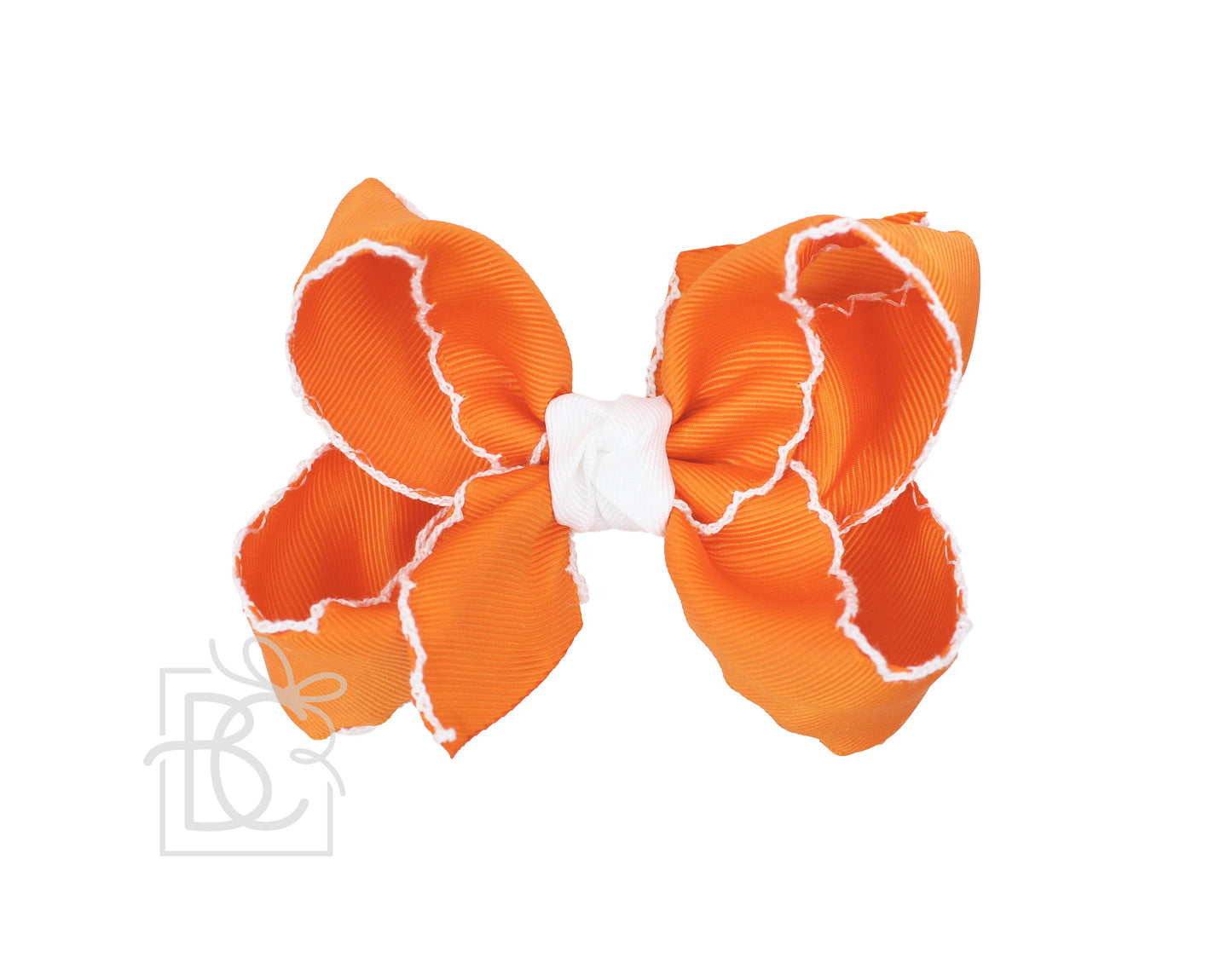 Crochet Edge Bows (Orange & White)
