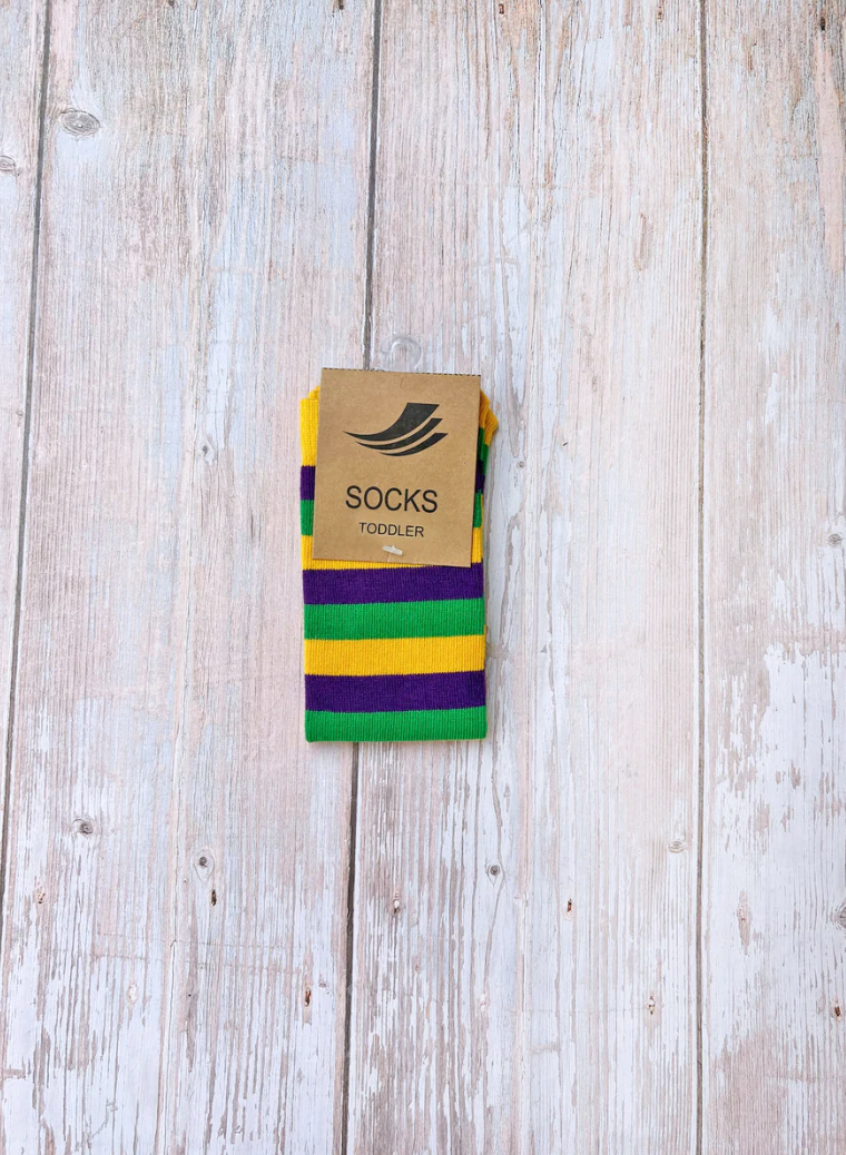 Rugby Mardi Gras Striped Ribbed Socks