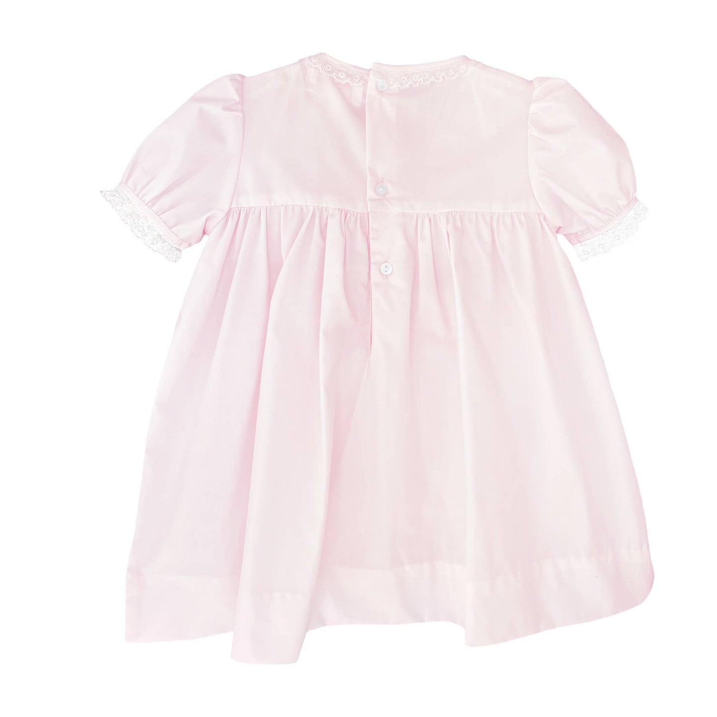 Fully Smocked Pink Dress with French Lace