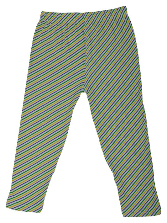 Purple Green Gold Candy Cane Print Kids Leggings