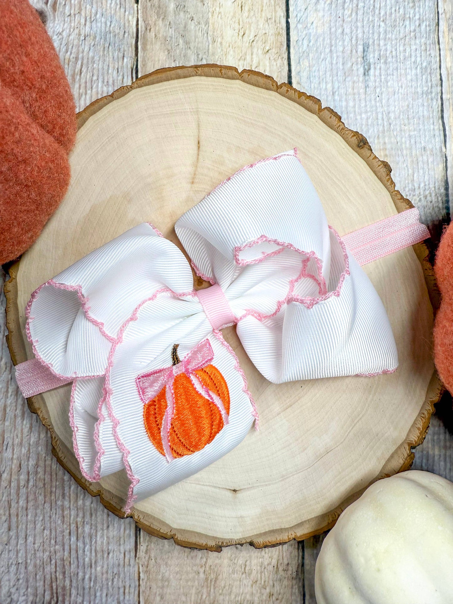 Coquette Pumpkin Embroidered Moonstitch Headband