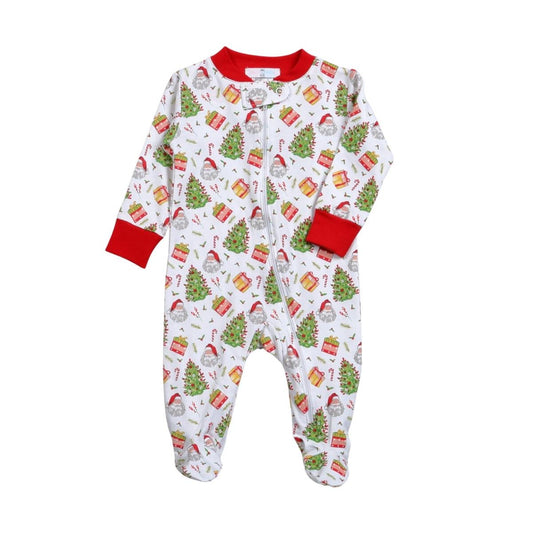 Santa Claus Pima boy zippered romper