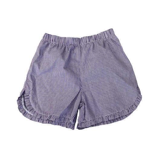 Purple gingham ruffle shorts