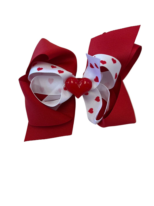 Valentines printed resin heart bow