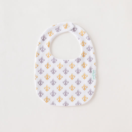 Black & Gold Fleur De Lis Organic Cotton Bib