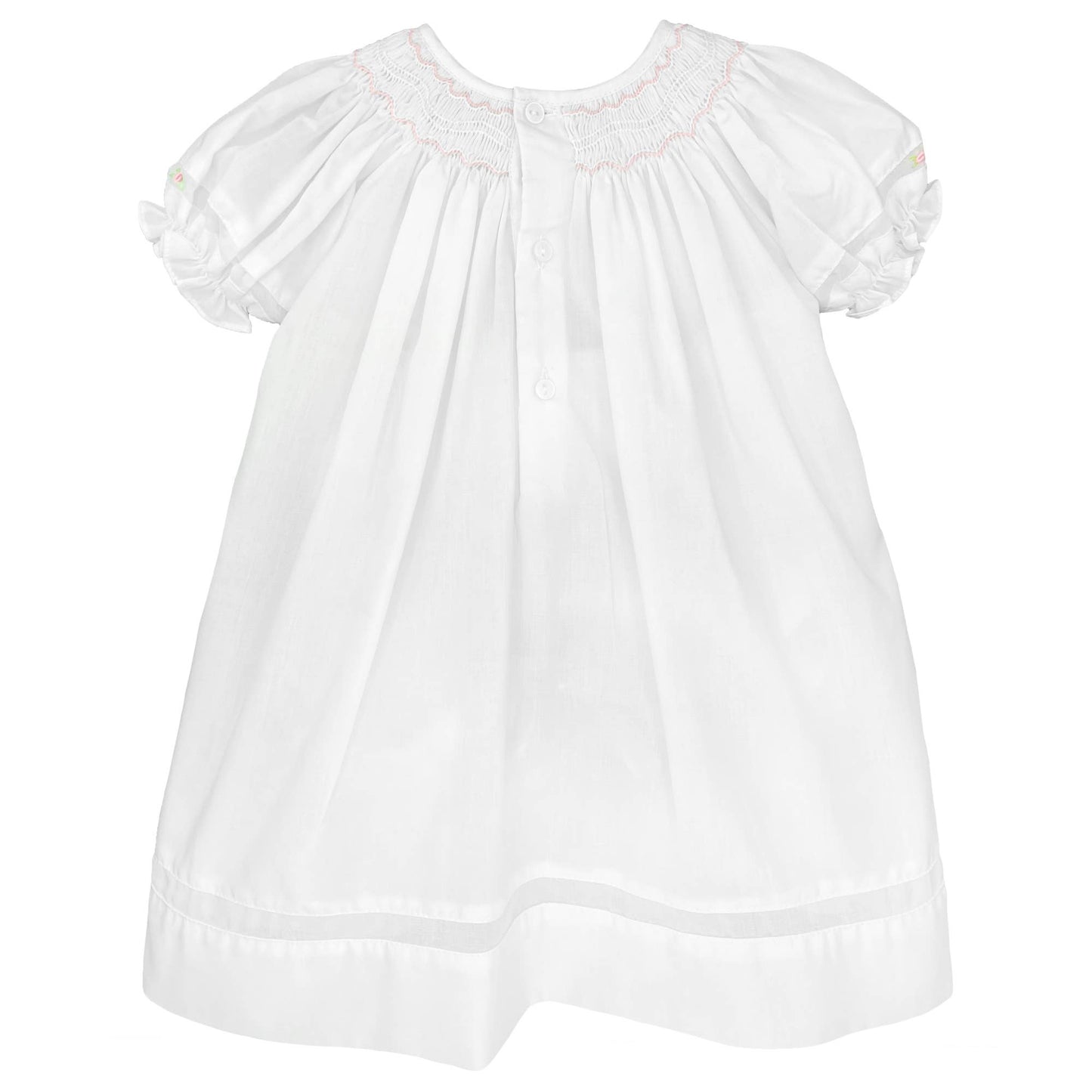 White Smocked Daygown with Voile Insert