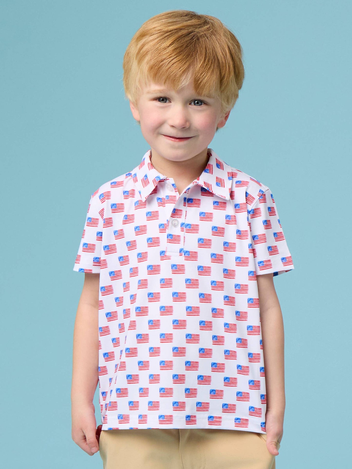 Freedom Flags Knit Short Sleeve Performance Polo