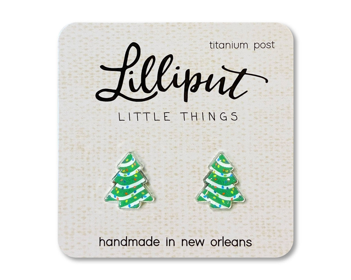 LIMITED - Christmas Treat Earrings original, green, and chocolate