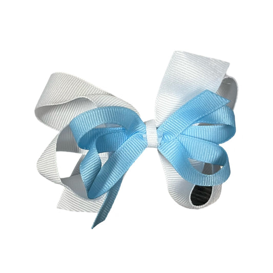 Small Blue and White Bow (3.5 clip)