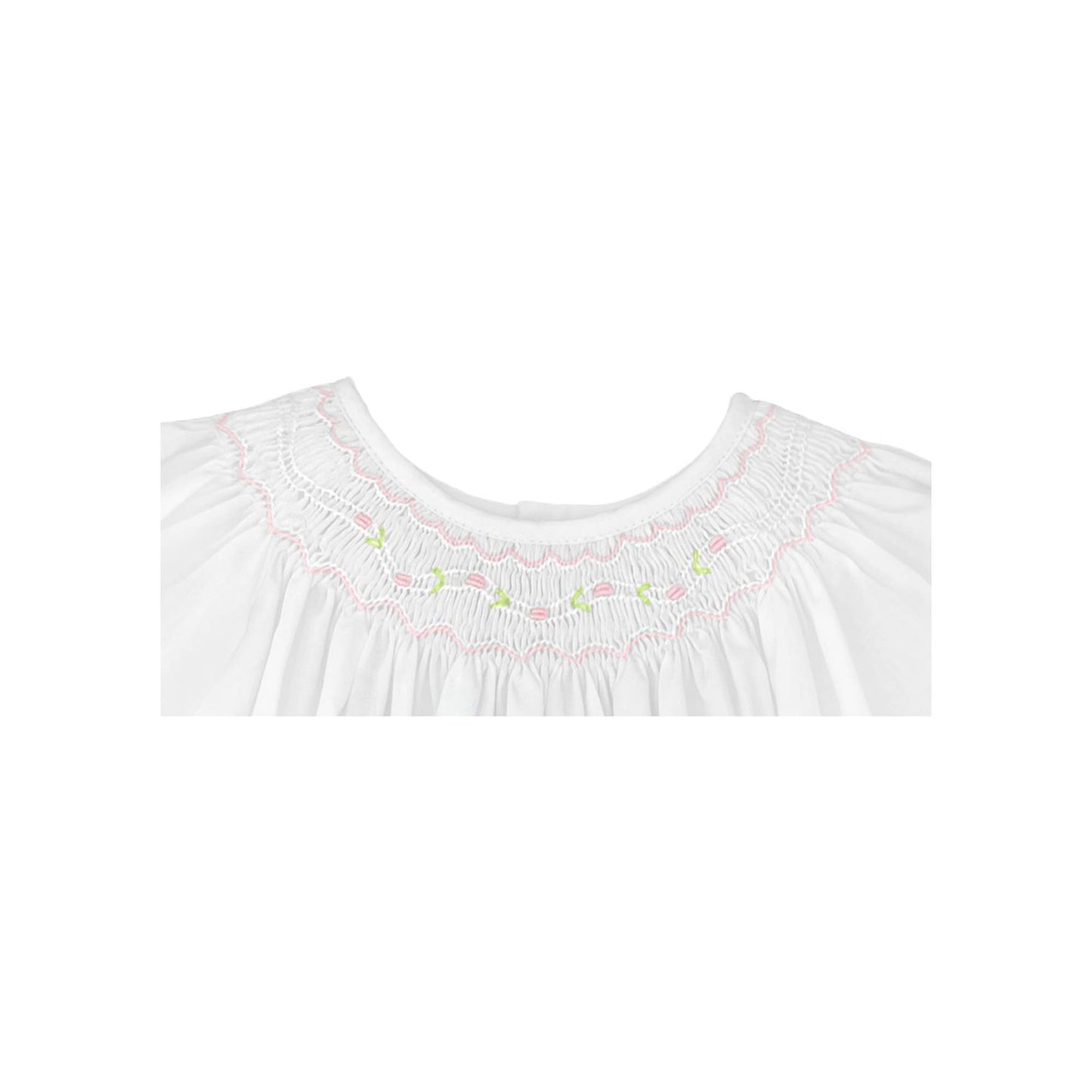 White Smocked Daygown with Voile Insert