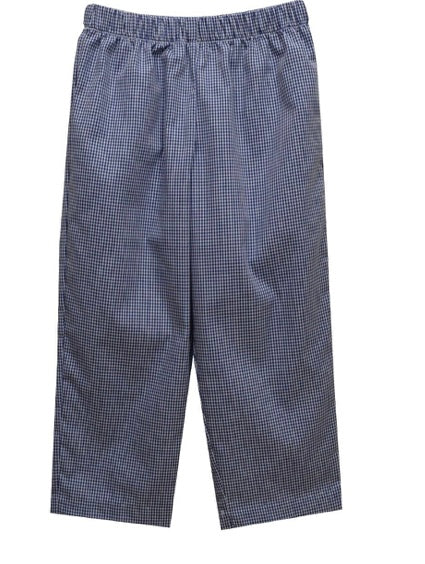 Navy gingham boy pull on pant