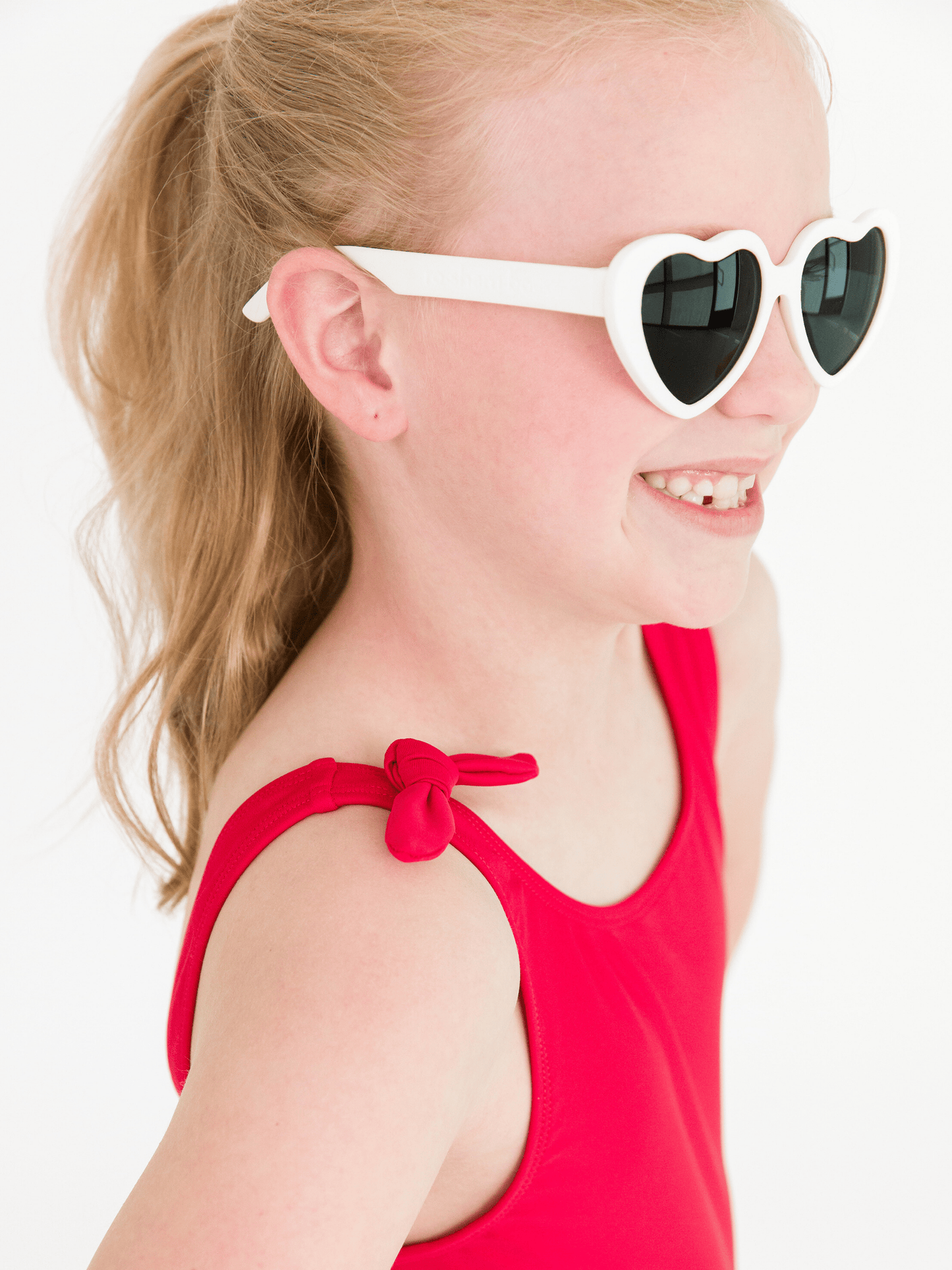 Girls White Heart Shaped Sunglasses: