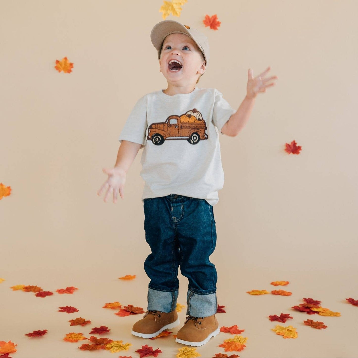 Fall Truck Patch Short Sleeve T-Shirt - Boys Clothing