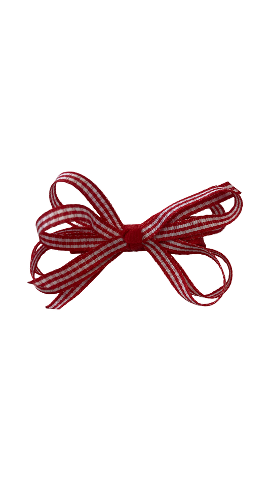 Layered Red Gingham Baby Bow