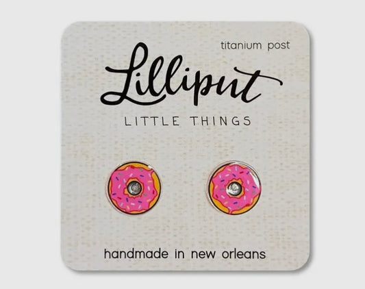 Pink sprinkle donut earring