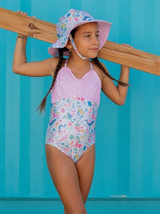 Girls UPF 50+ Mermaid Shell Swimsuit for Summer: Mermaid Friends
