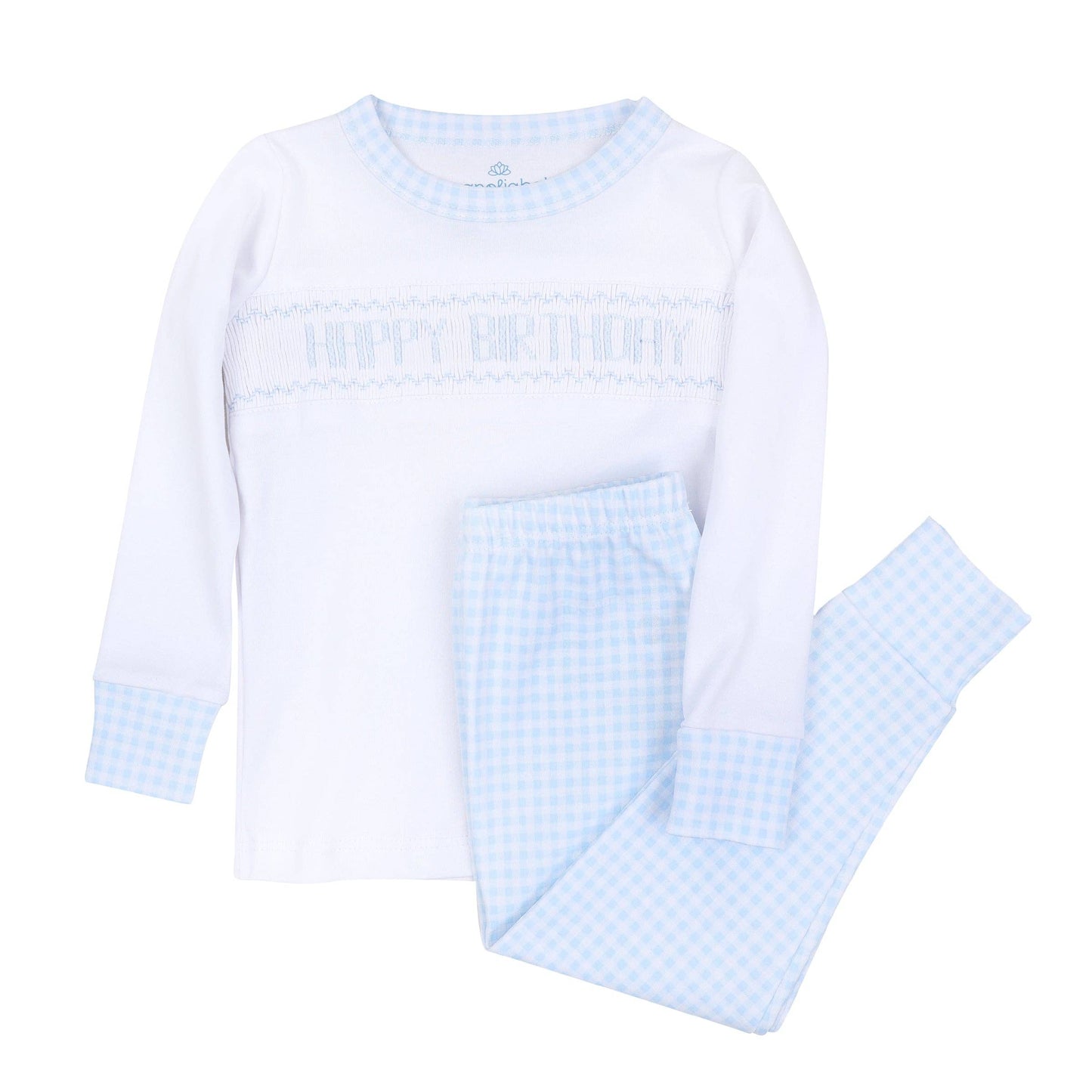 Light Blue Birthday Classics Smocked Long Pajamas