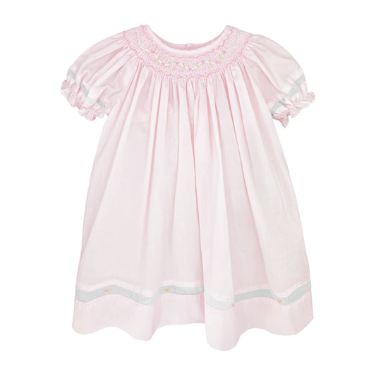 Pink Smocked Day gown with Voile Insert